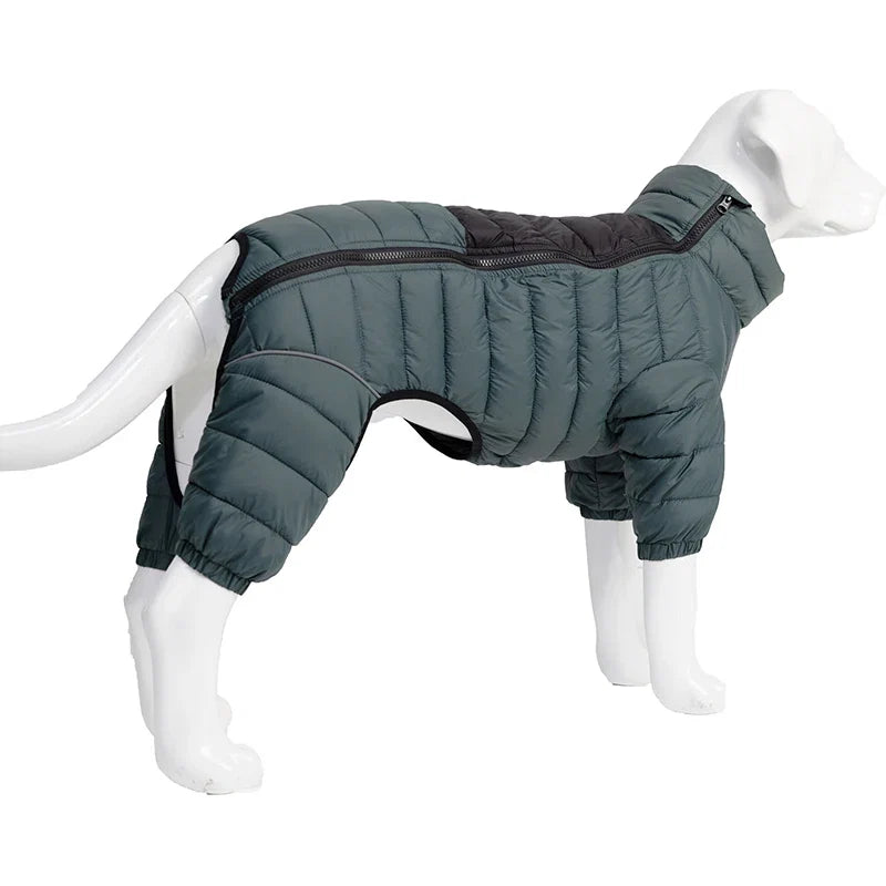 Padded Dog Winter Coat - Windproof Four-Leg Suit for Cold Weather