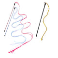 Satin Ribbon Cat Teaser Rod - Long Interactive Wand Toy for Kittens