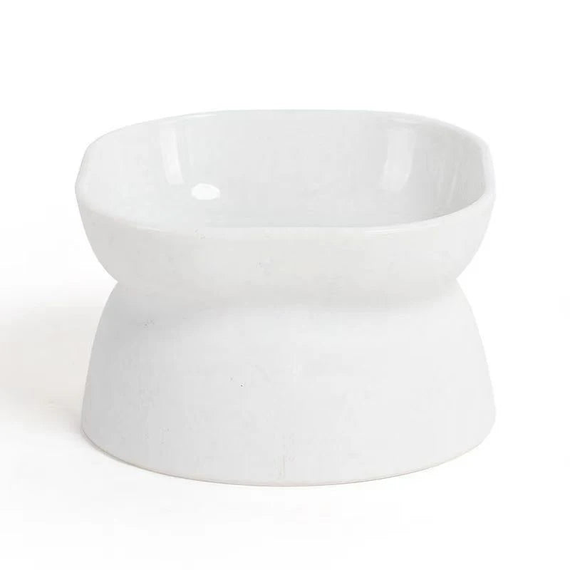 Elevated Anti-Vomit Cat Bowl - Tilted Whisker-Friendly Feeder