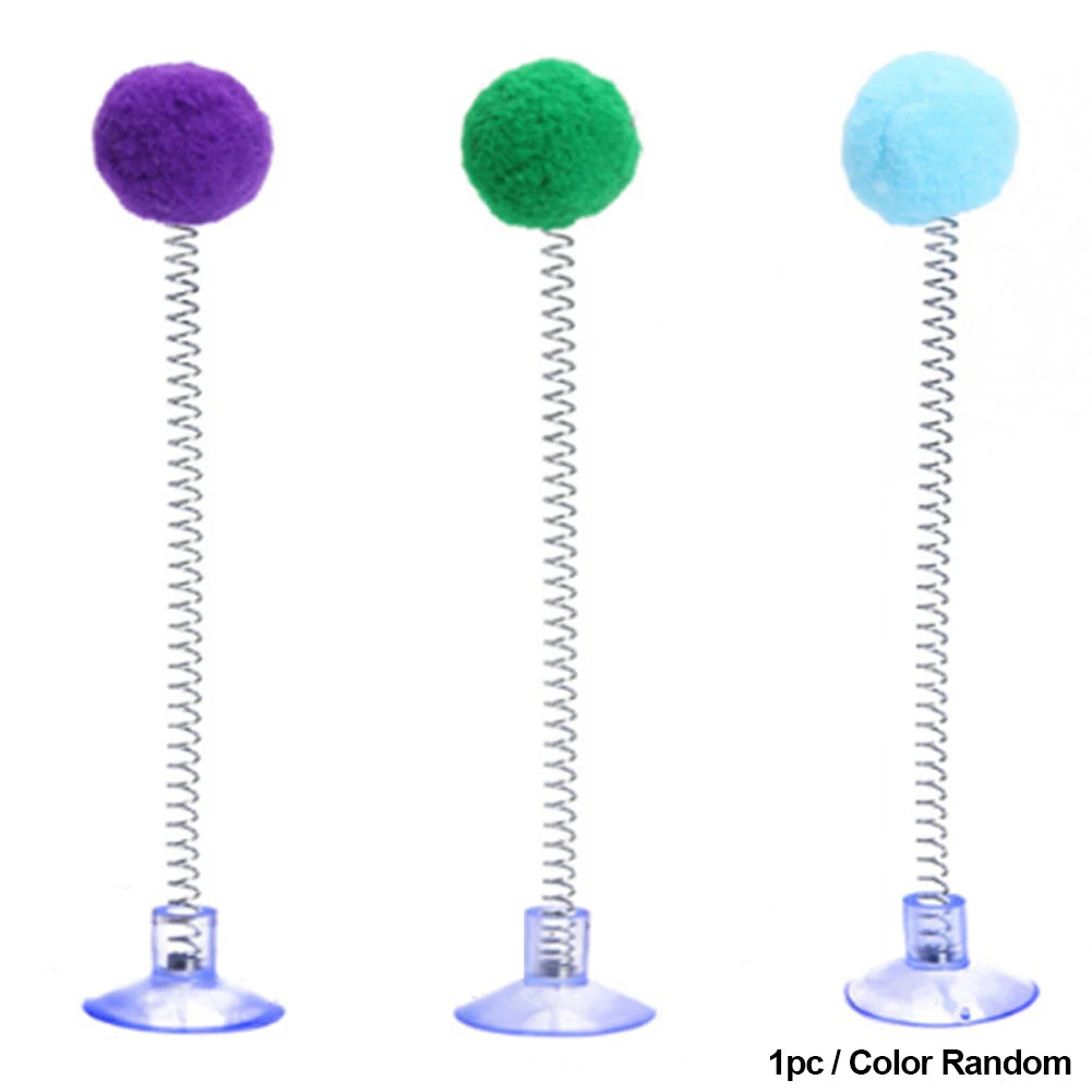 Cat Feather Spring Toy with Suction Cup - Interactive Teaser Wand