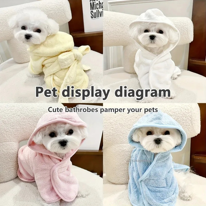 Absorbent Dog Bathrobe Towel - Fast Drying Robe for Small and Medium Dogs