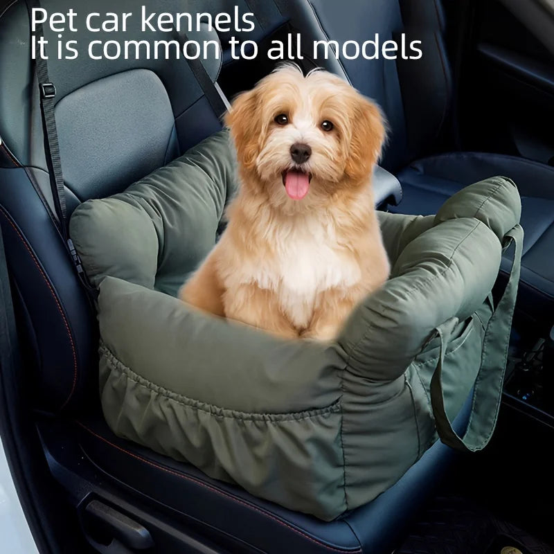 Dog Car Seat with Safety Belt - Non-Slip Washable Travel Bed