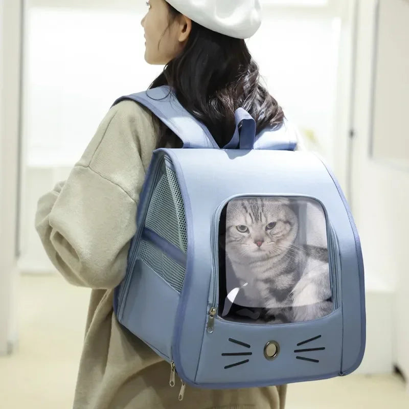 Cat Carrier Backpack - Breathable Portable Travel Bag for Small Pets