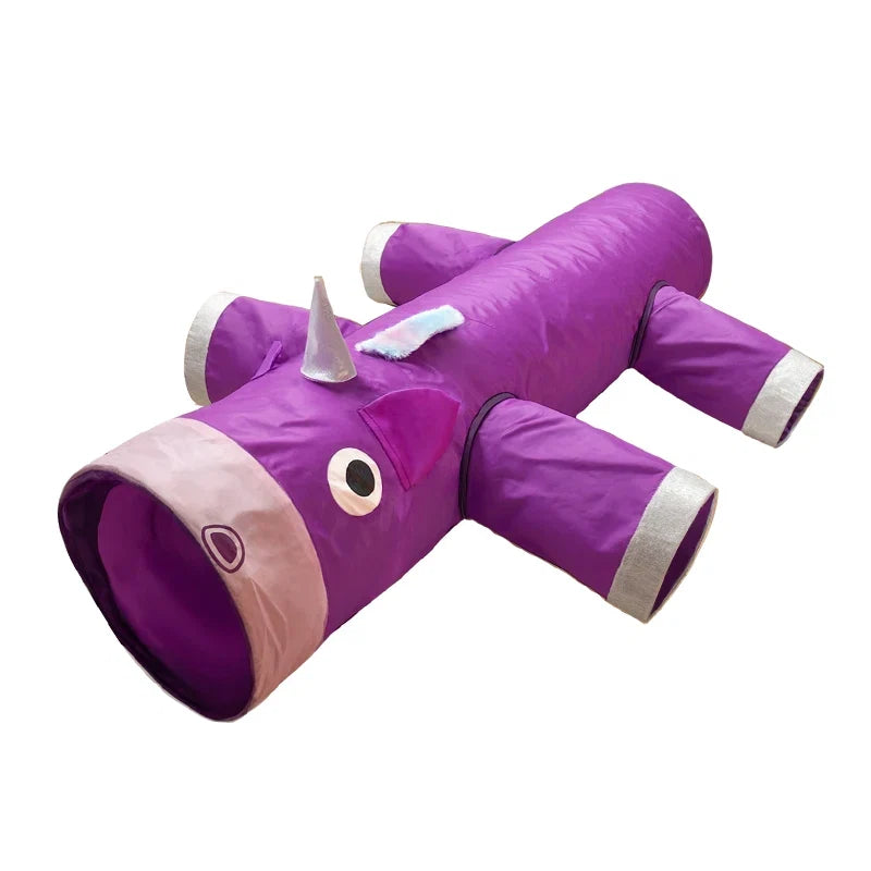Unicorn Cat Tunnel Toy - Large Collapsible Tunnel with 6 Exits