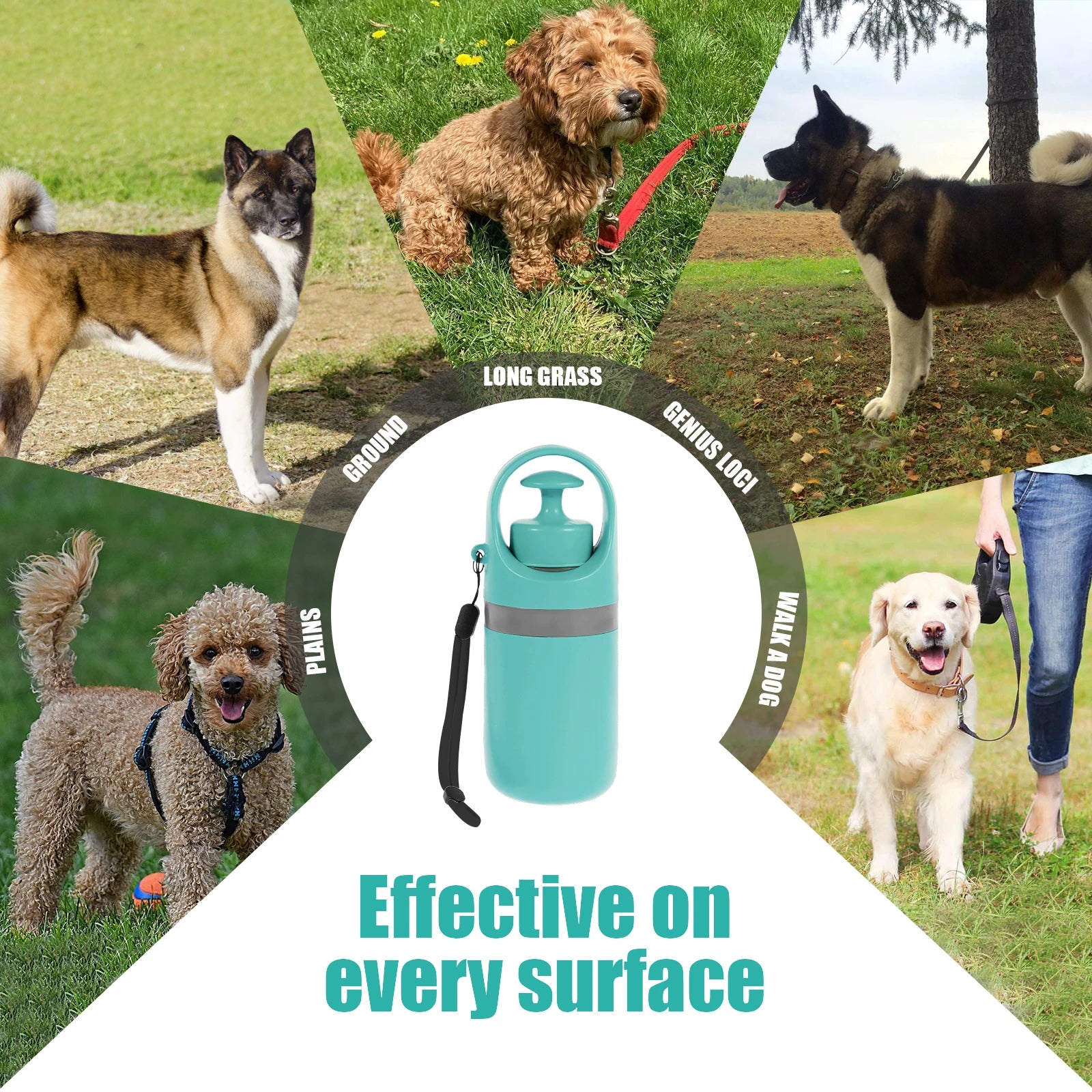 Portable Dog Poop Scooper with Built-In Waste Bag Dispenser