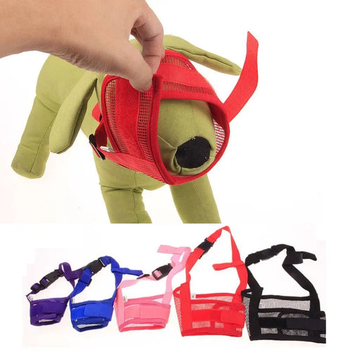 Adjustable Mesh Dog Muzzle - Breathable Anti-Bite Grooming Mask