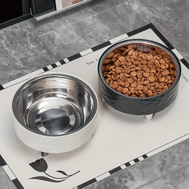 Elevated Stainless Steel Pet Bowl - Anti-Tip Neck Protection Feeder