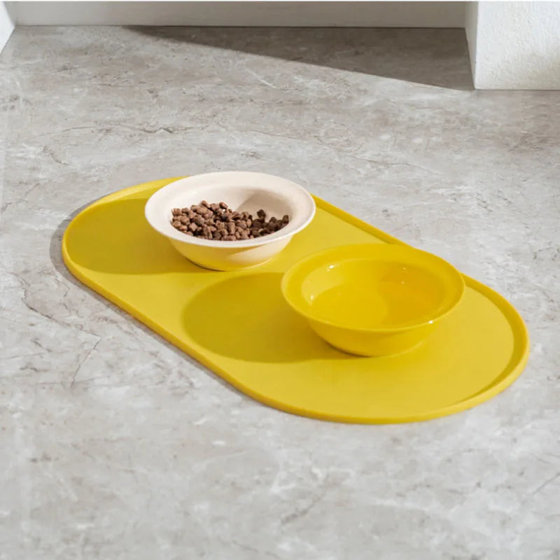 Cat Feeding Mat - Non-Slip Waterproof Mat for Food and Water Bowls