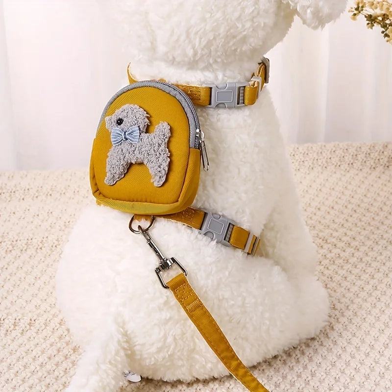 Dog Backpack Harness with Leash - Adjustable Saddle Bag Vest