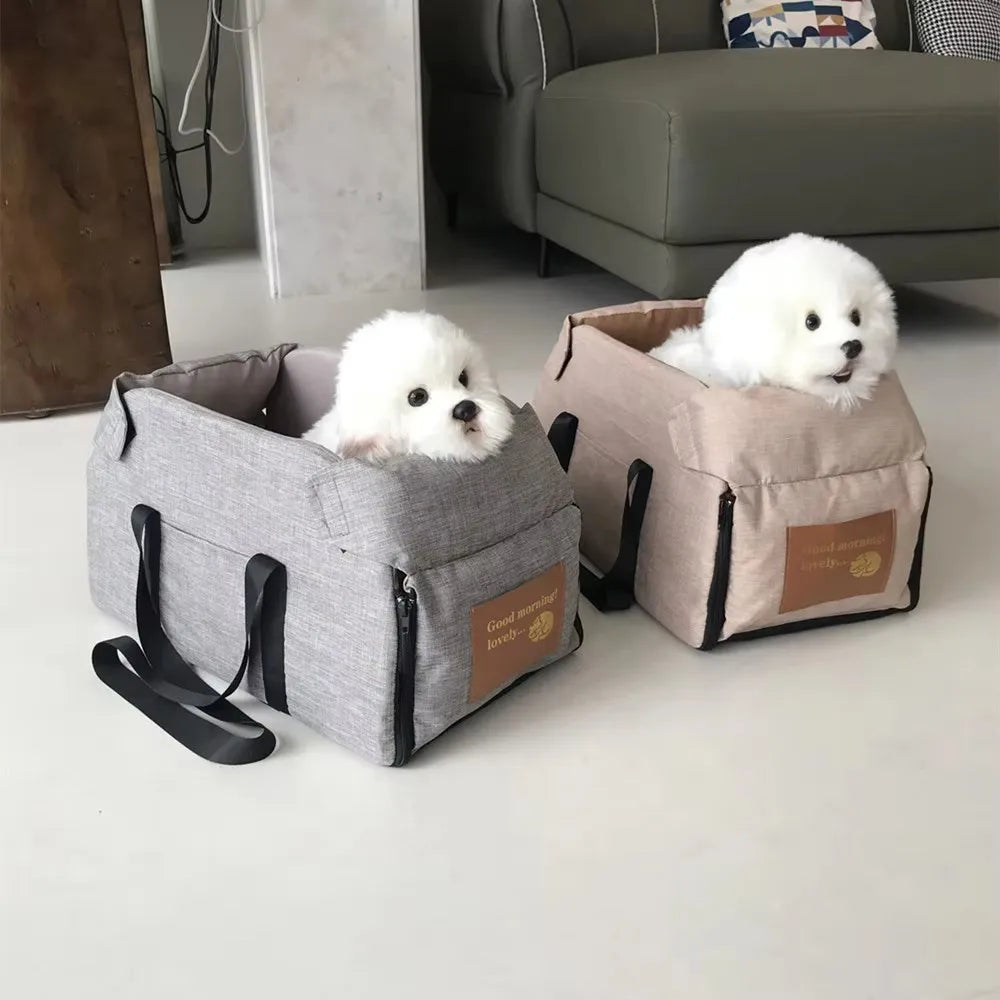 Center Console Dog Car Seat - Portable Travel Bed for Small Dogs