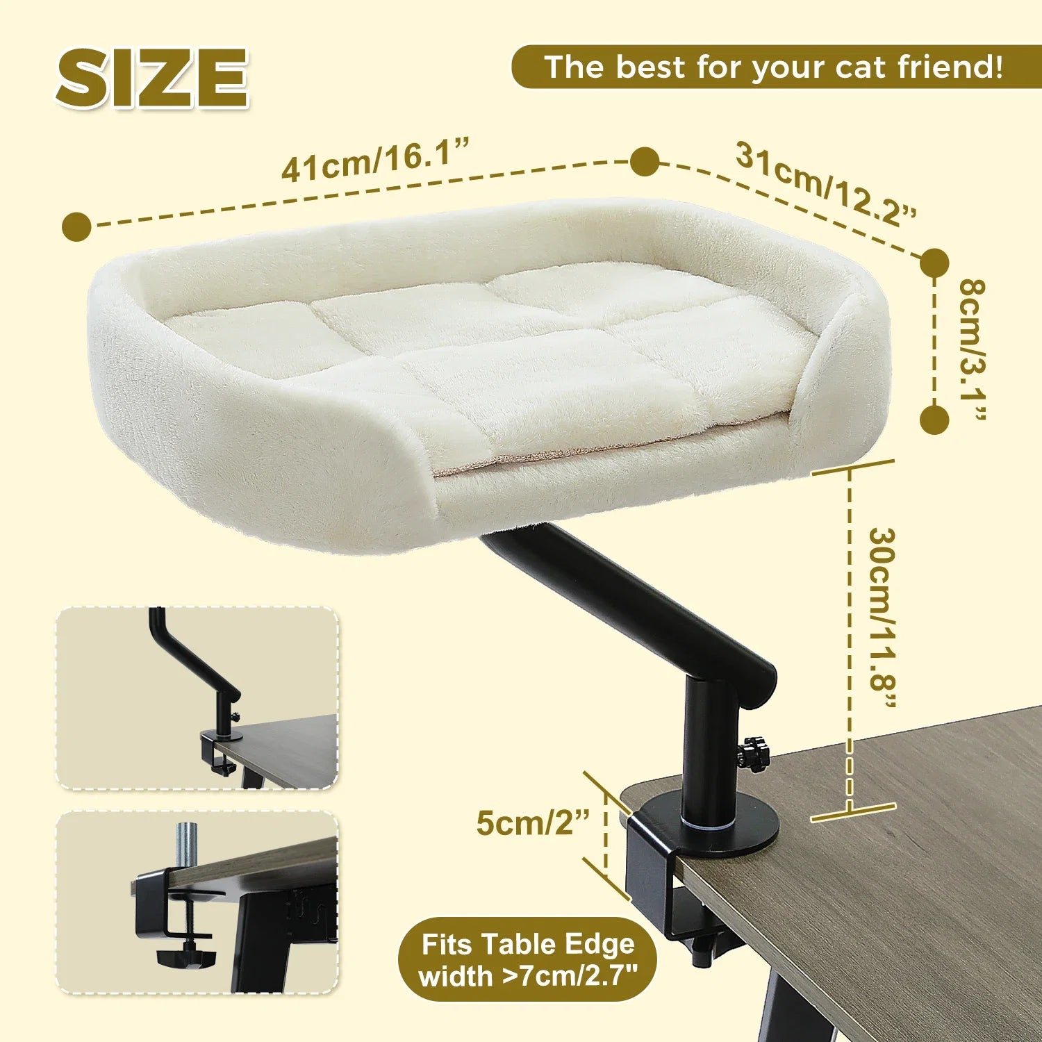 Rotatable Cat Desk Bed - 360 Degree Adjustable Hammock Stand