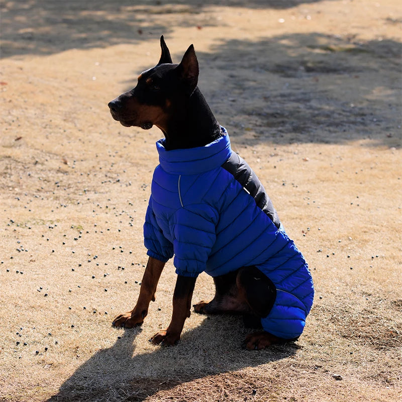 Padded Dog Winter Coat - Windproof Four-Leg Suit for Cold Weather