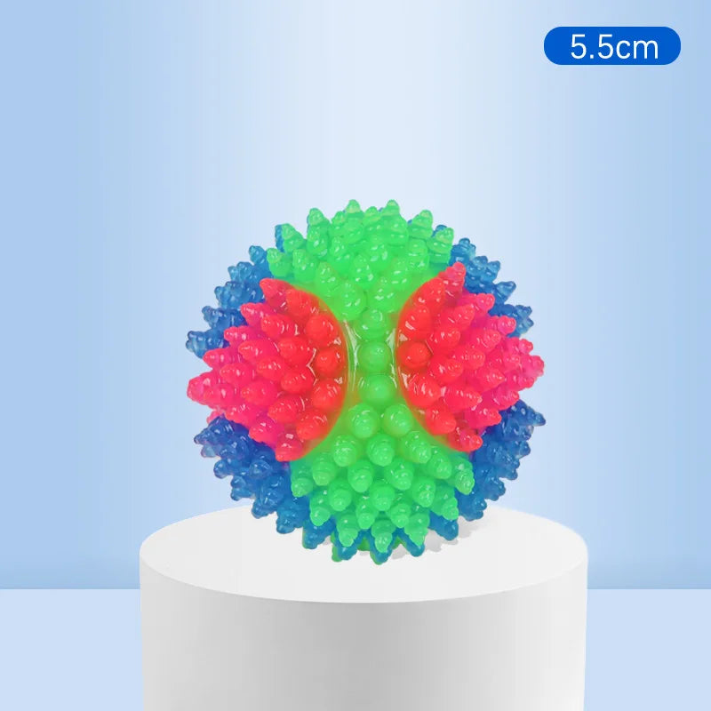 Glowing TPR Dog Ball - Light-Up Bouncy Fetch Toy for Evening Walks