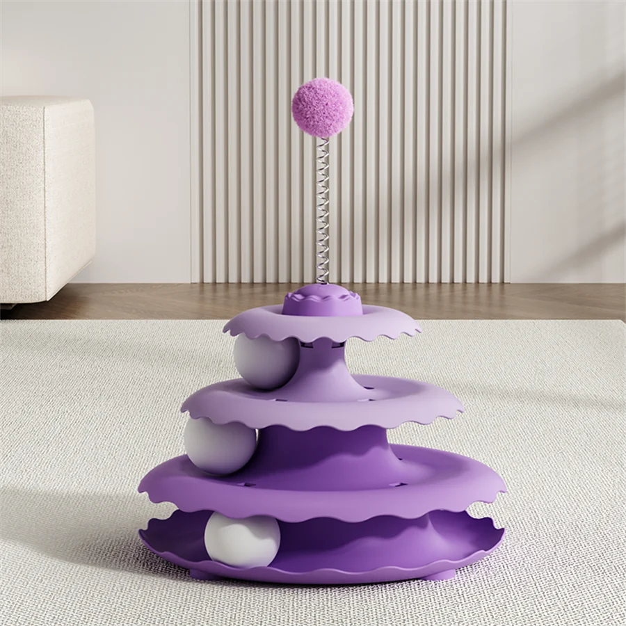 Cat Turntable Toy - Self-Entertainment Teaser Wand Play Set