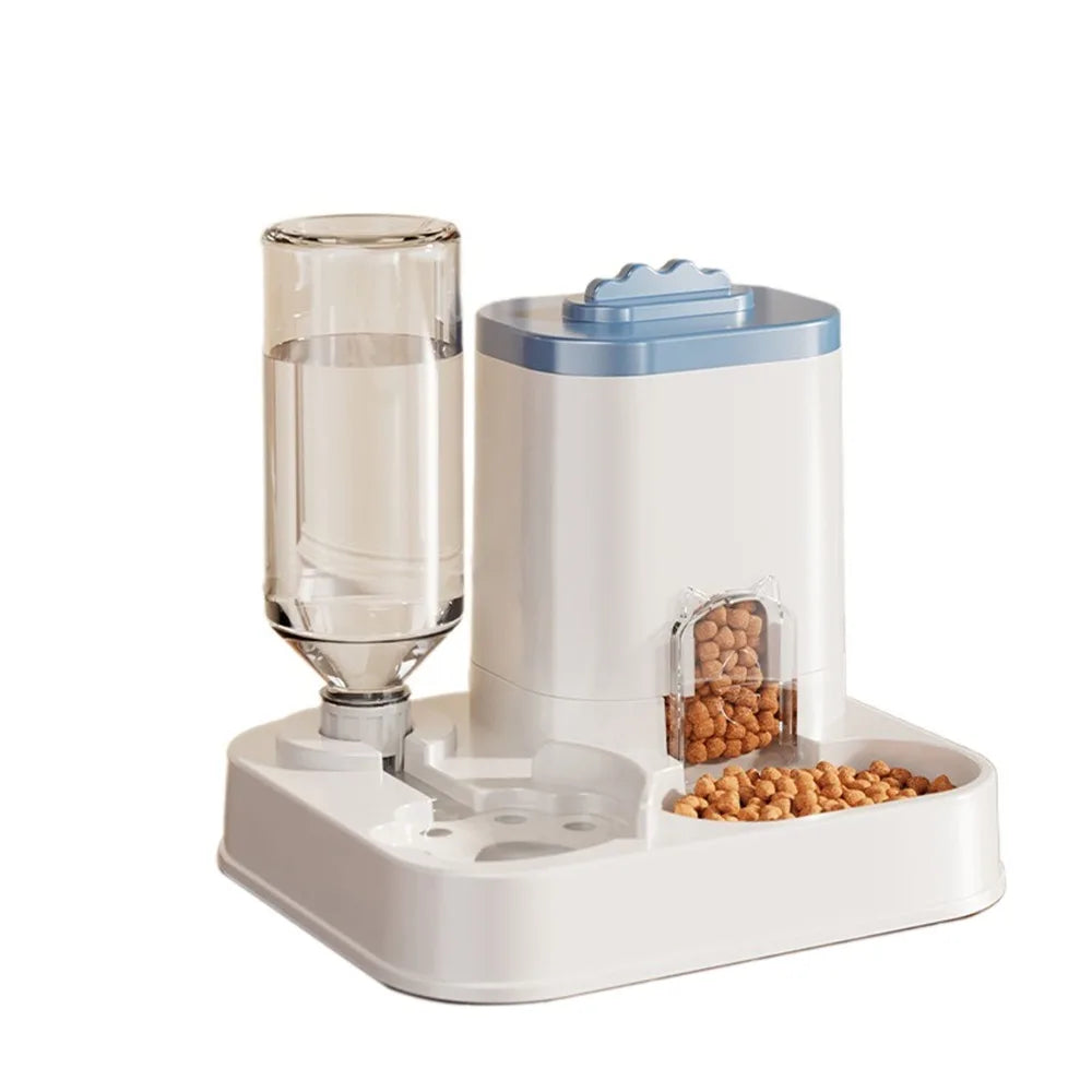 Gravity Pet Water Dispenser with Food Bowl - No Batteries Needed
