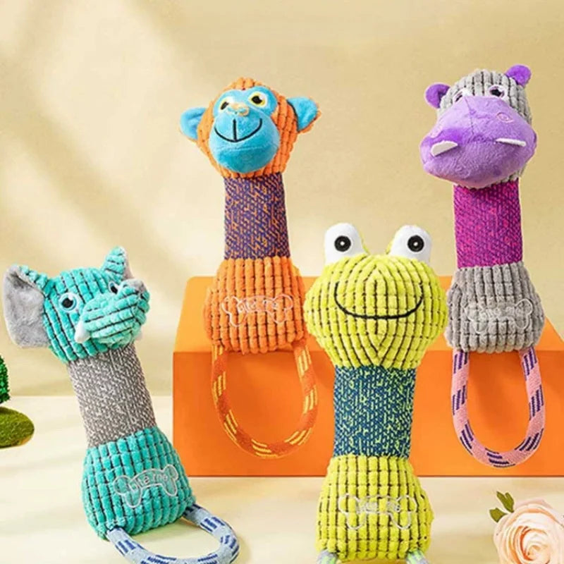 Corduroy Squeaky Dog Toy - Animal Shapes for Small and Large Dogs