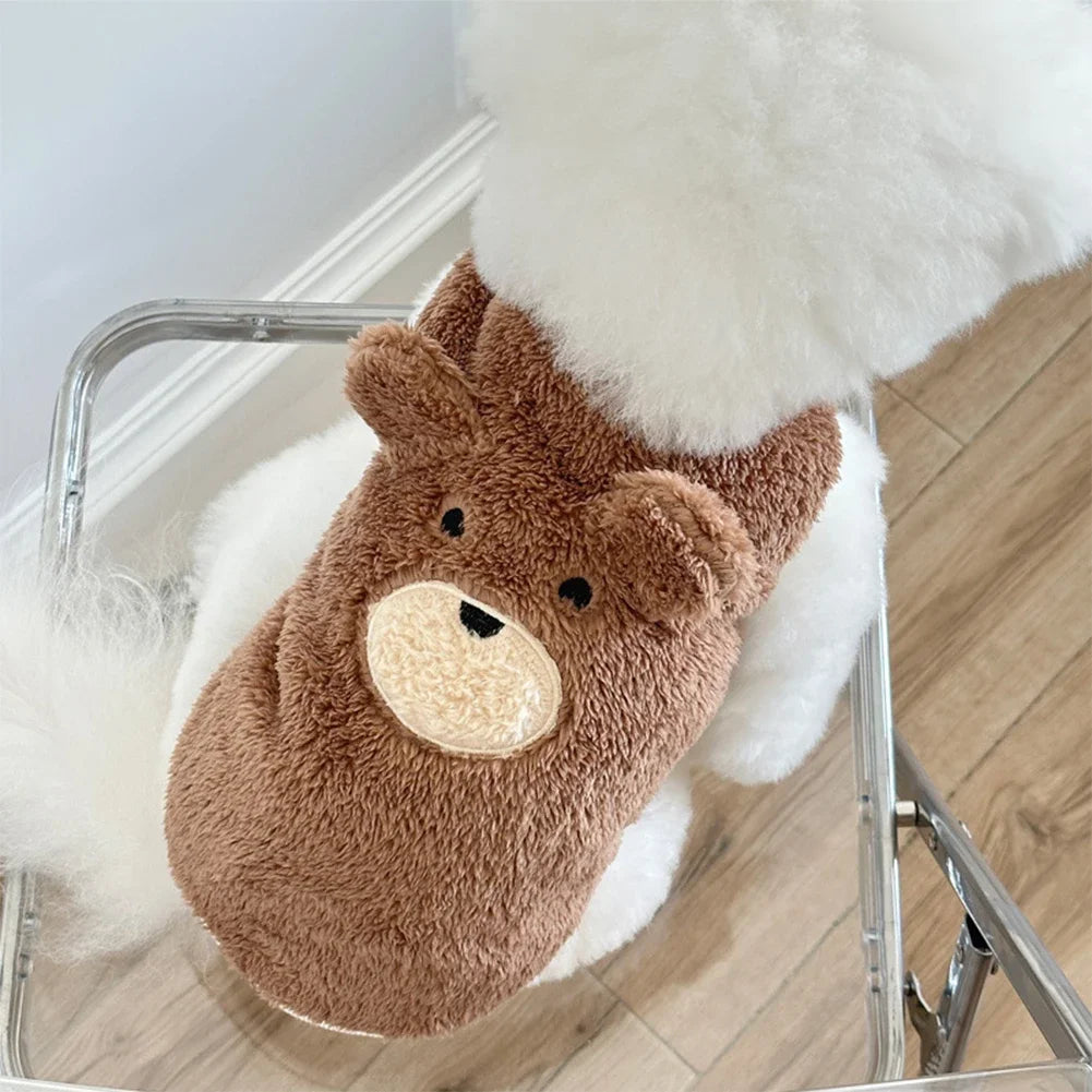 Teddy Bear Dog Sweater Vest - Soft Plush Winter Coat for Puppies