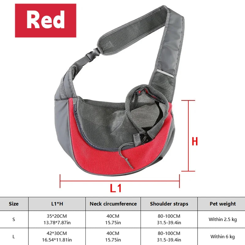 Dog Sling Carrier - Breathable Mesh Crossbody Bag for Puppies