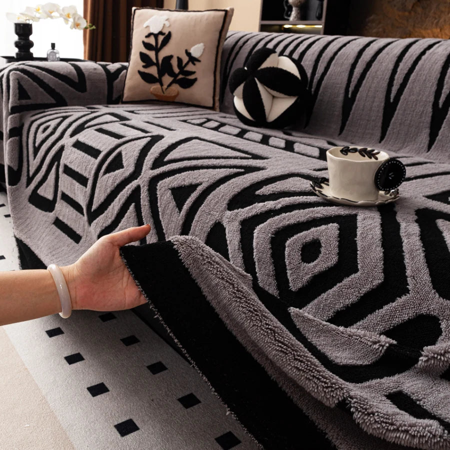 Boho Sofa Cover for Pets - Non-Slip Woven Couch Protector Blanket