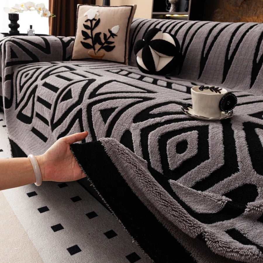 Boho Sofa Cover for Pets - Non-Slip Woven Couch Protector Blanket