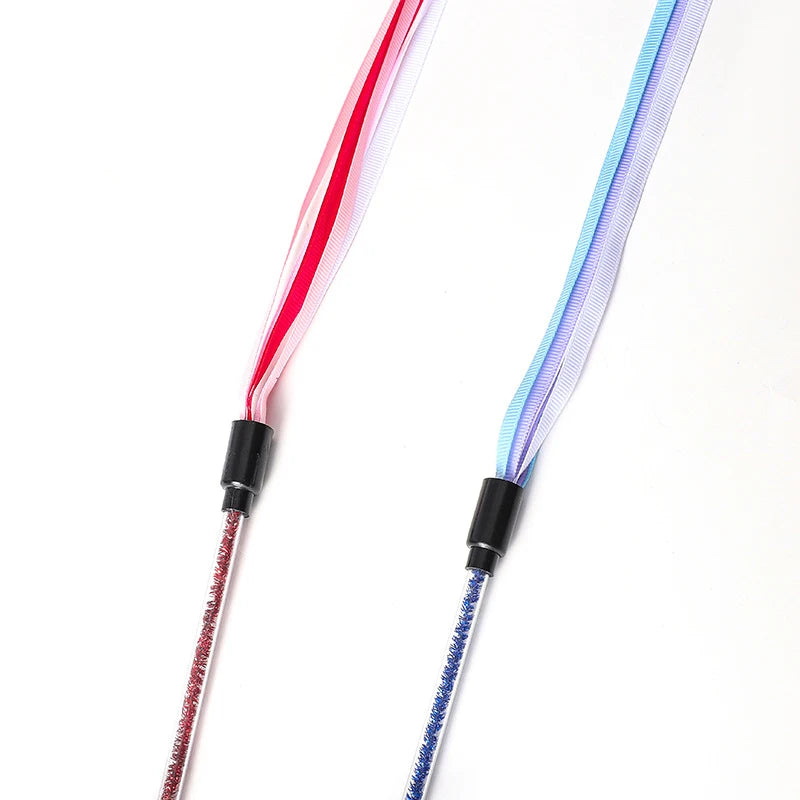 Satin Ribbon Cat Teaser Rod - Long Interactive Wand Toy for Kittens