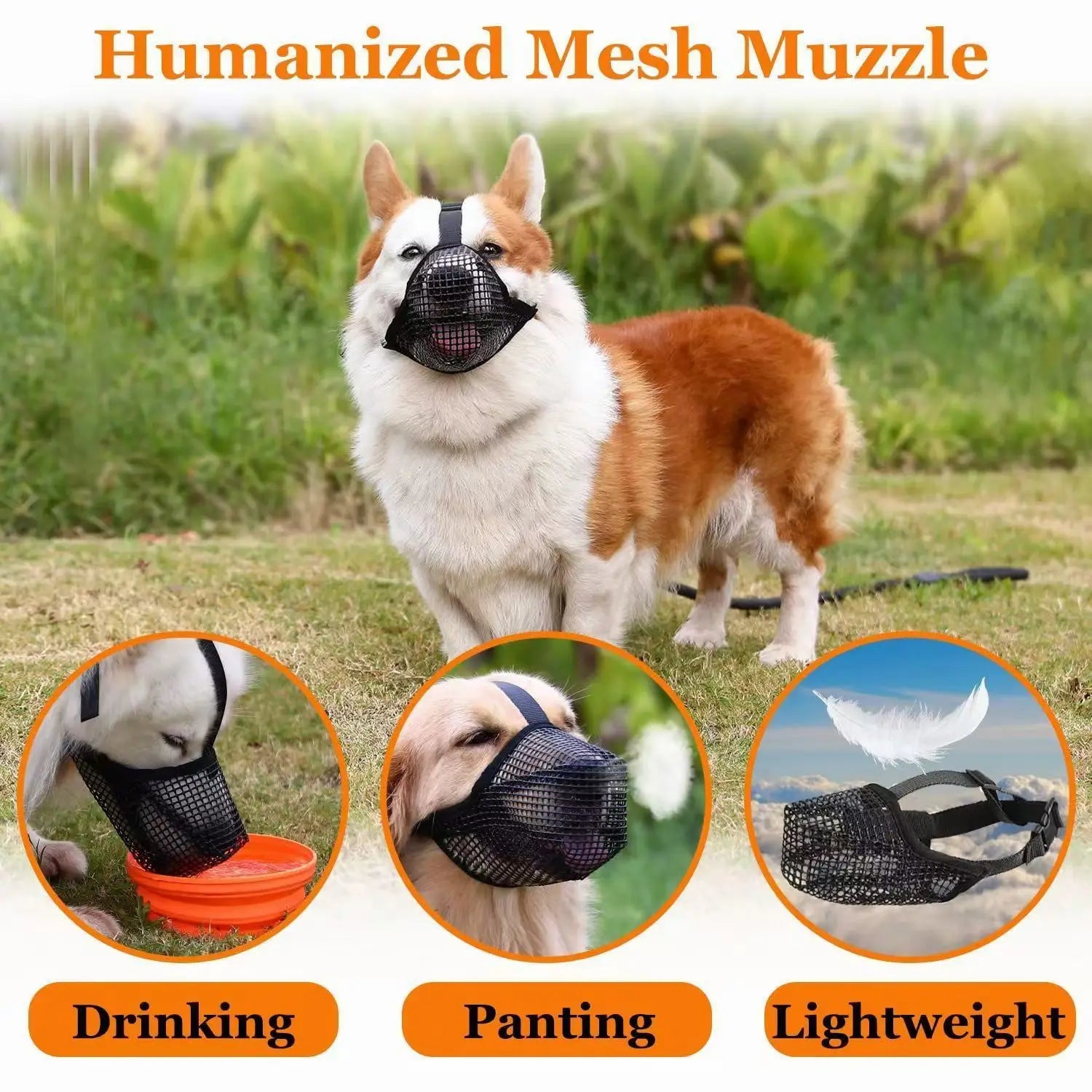 Mesh Dog Muzzle for Large Dogs - Breathable Anti-Scavenging Mask