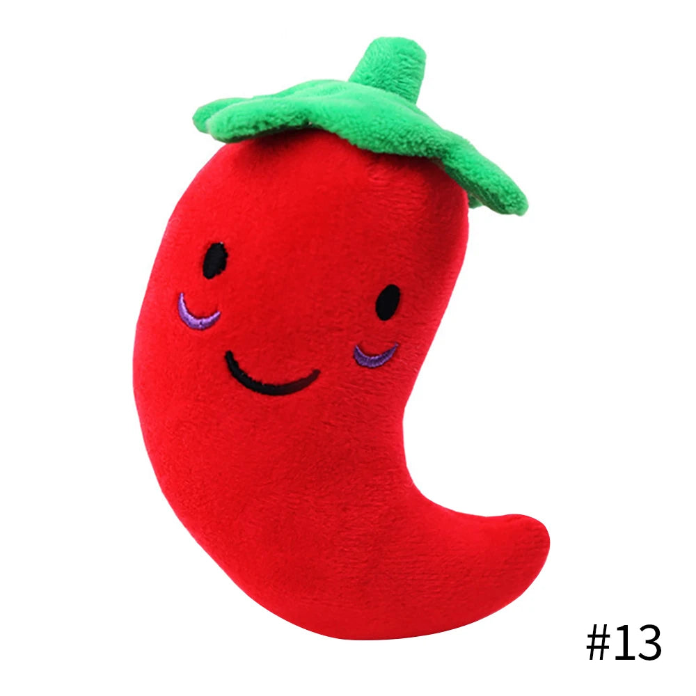 Fruit Plush Dog Toys - Cartoon Squeaky Chews for Dogs and Cats