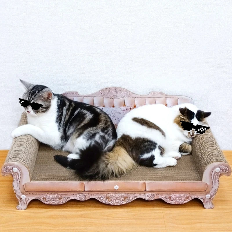 Cat Scratcher Sofa Bed - Corrugated Scratch Lounge for Large Cats