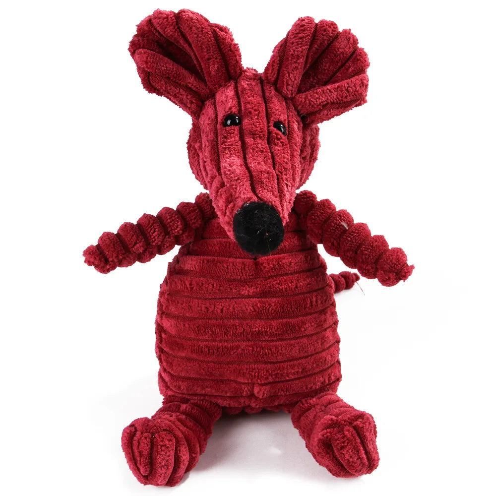 Corduroy Monkey and Pig Dog Toy - Squeaky Plush for Large Dogs