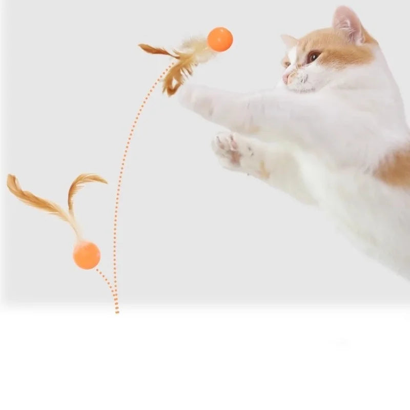 Cat Feather Ball Toy - Interactive Bouncing Chase Toy for Kittens