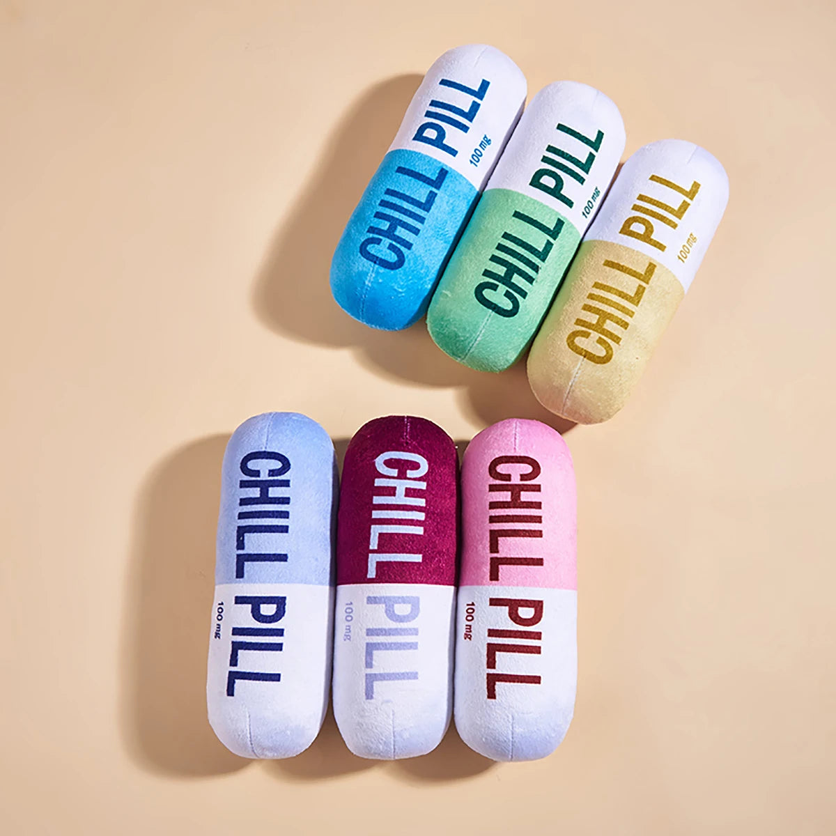 Plush Squeaky Dog Toy - Pill Shape Interactive Chew for Dental Play