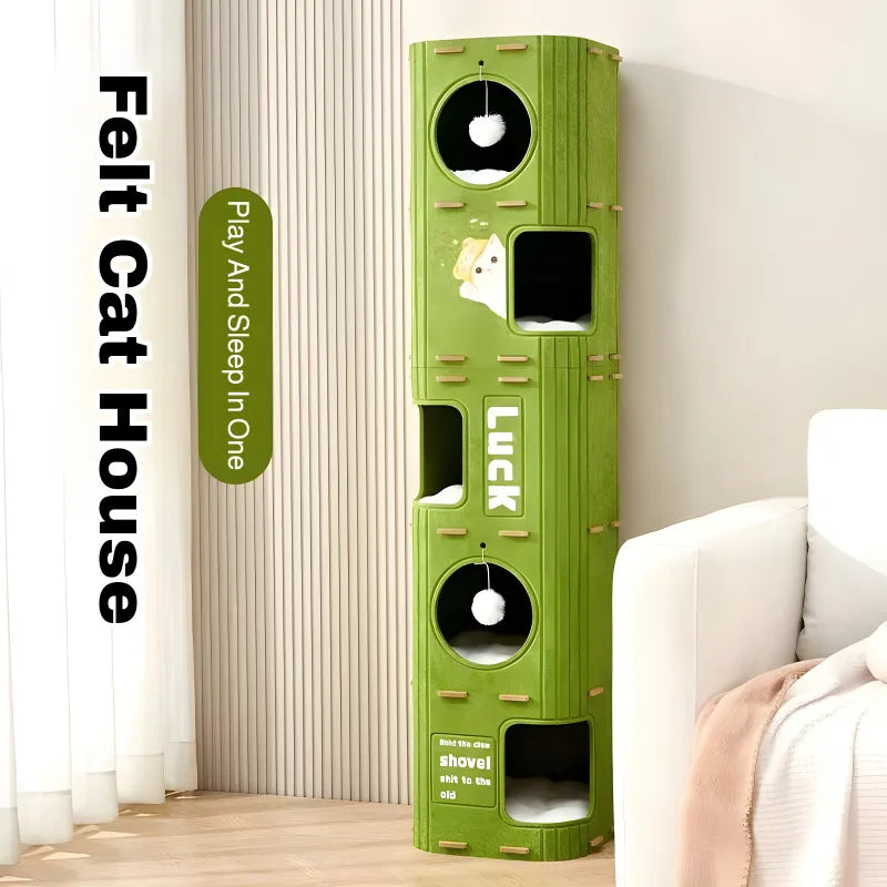Multi-Layer Cat Climbing Frame - Enclosed Scratch-Resistant Cat Nest