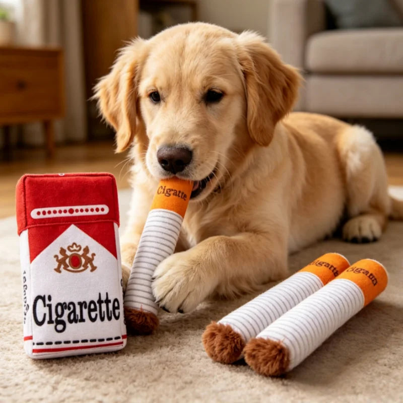 Novelty Plush Dog Toy - Funny Squeaky Chew for Puppies and Small Dogs