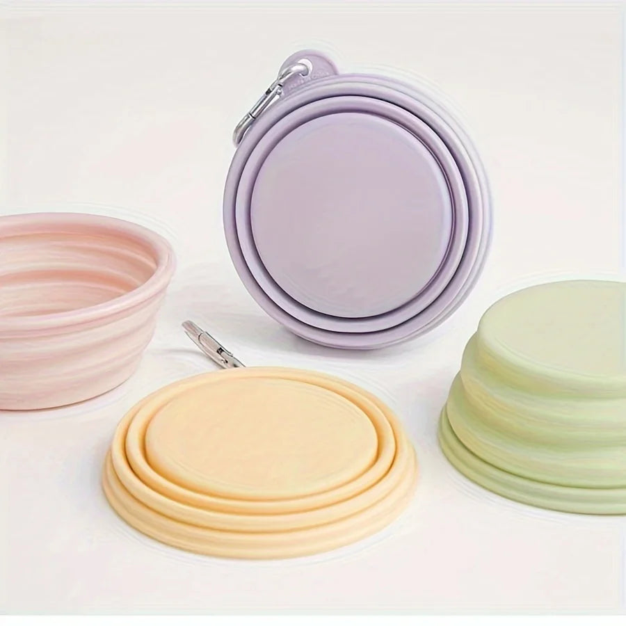 Folding Silicone Dog Bowl - Portable Travel Food and Water Container