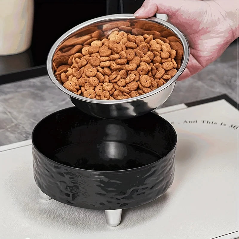 Elevated Stainless Steel Pet Bowl - Anti-Tip Neck Protection Feeder