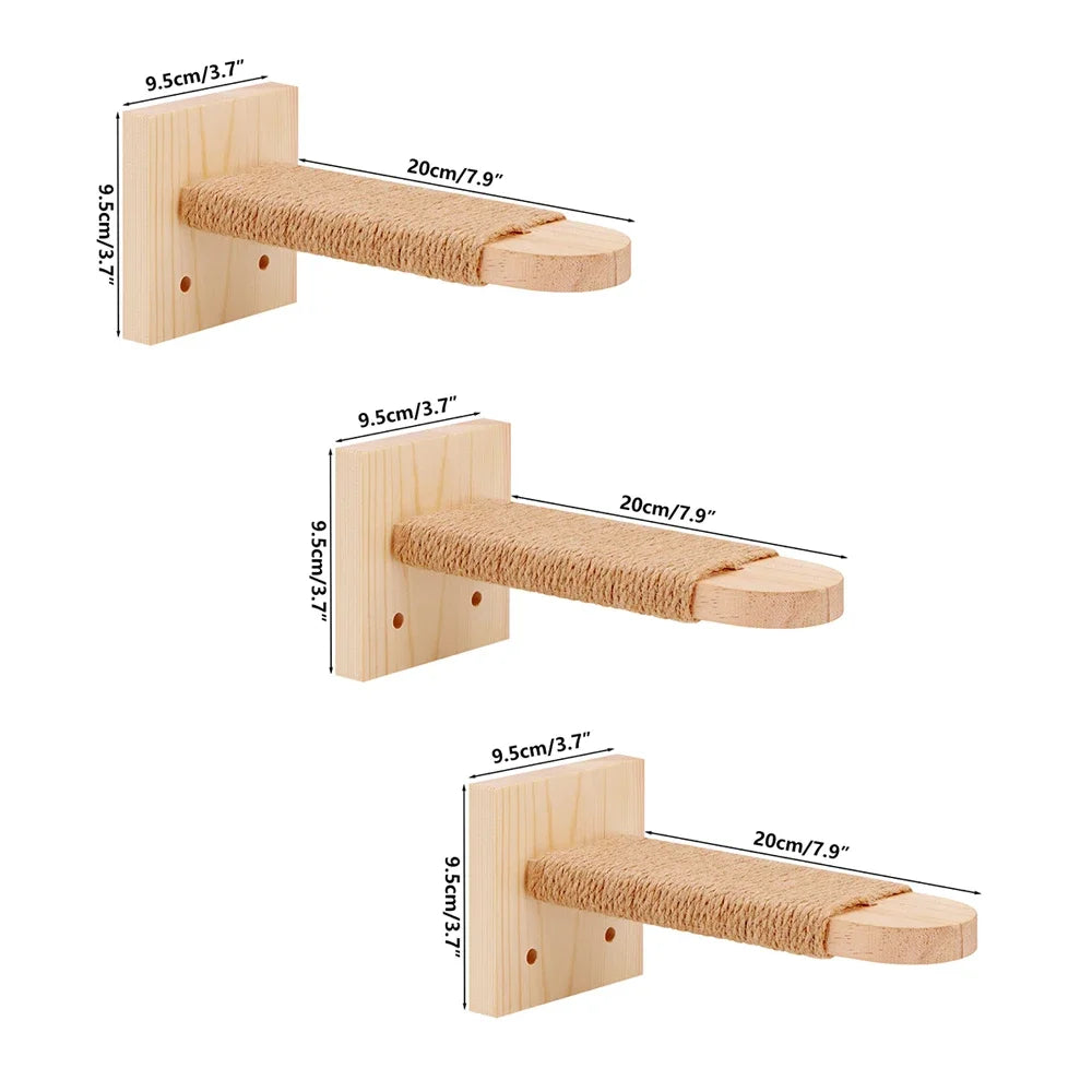 Wall Mounted Cat Scratching Post - Thick Wooden Column Scratcher