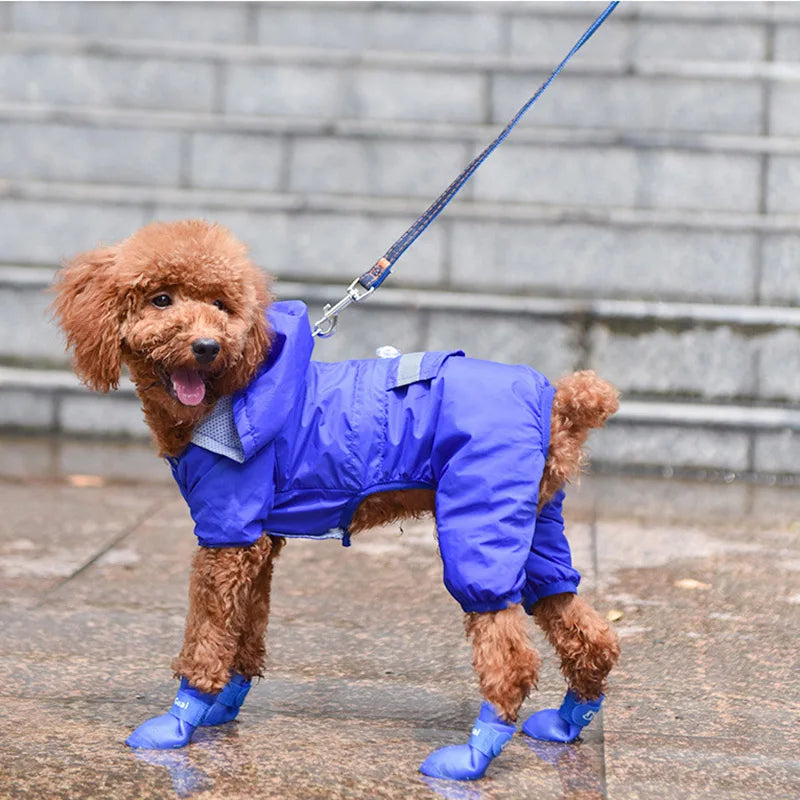Waterproof Dog Rain Boots 4 Pack - Anti-Slip Rubber Ankle Shoes