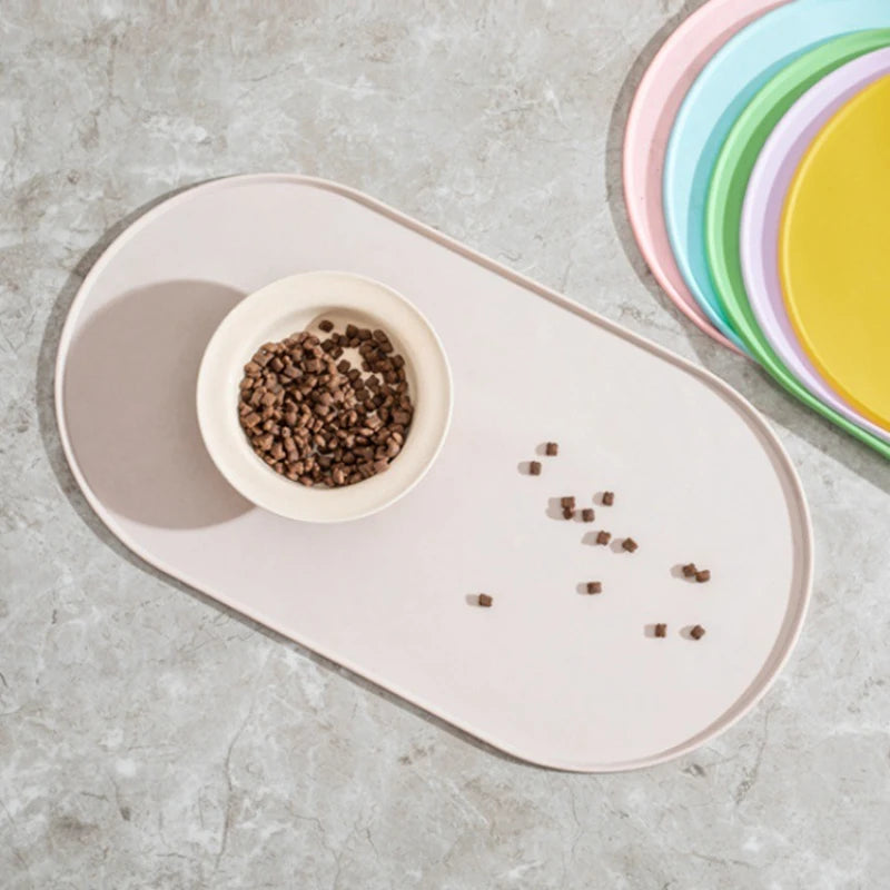 Cat Feeding Mat - Non-Slip Waterproof Mat for Food and Water Bowls