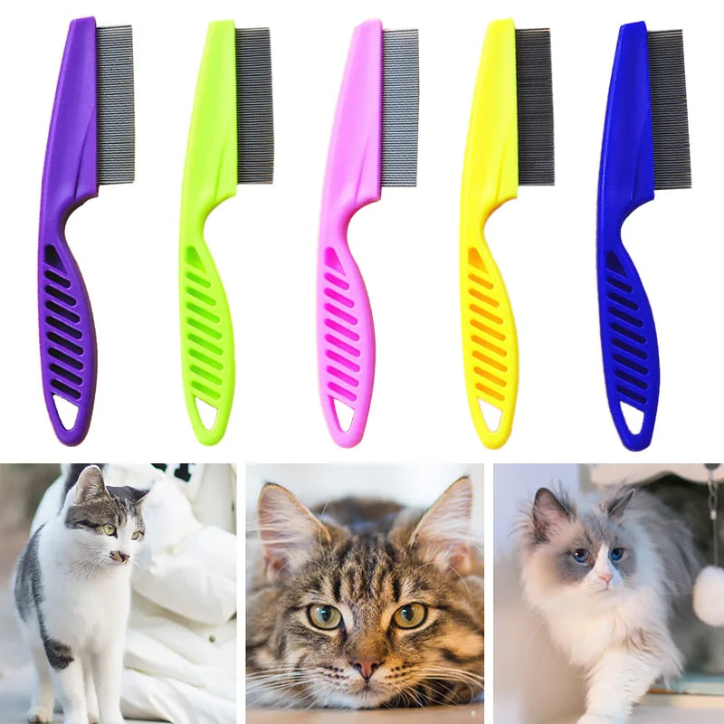 Stainless Steel Flea Comb - Fine Tooth Shedding Comb for Cats and Dogs