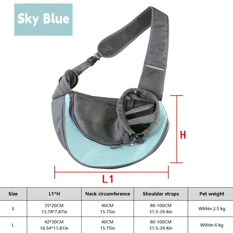 Dog Sling Carrier - Breathable Mesh Crossbody Bag for Puppies