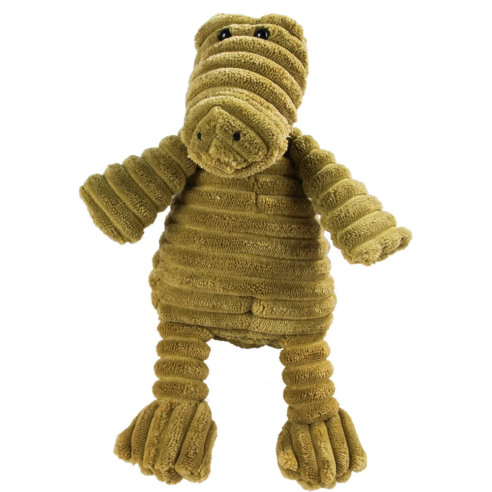 Corduroy Monkey and Pig Dog Toy - Squeaky Plush for Large Dogs