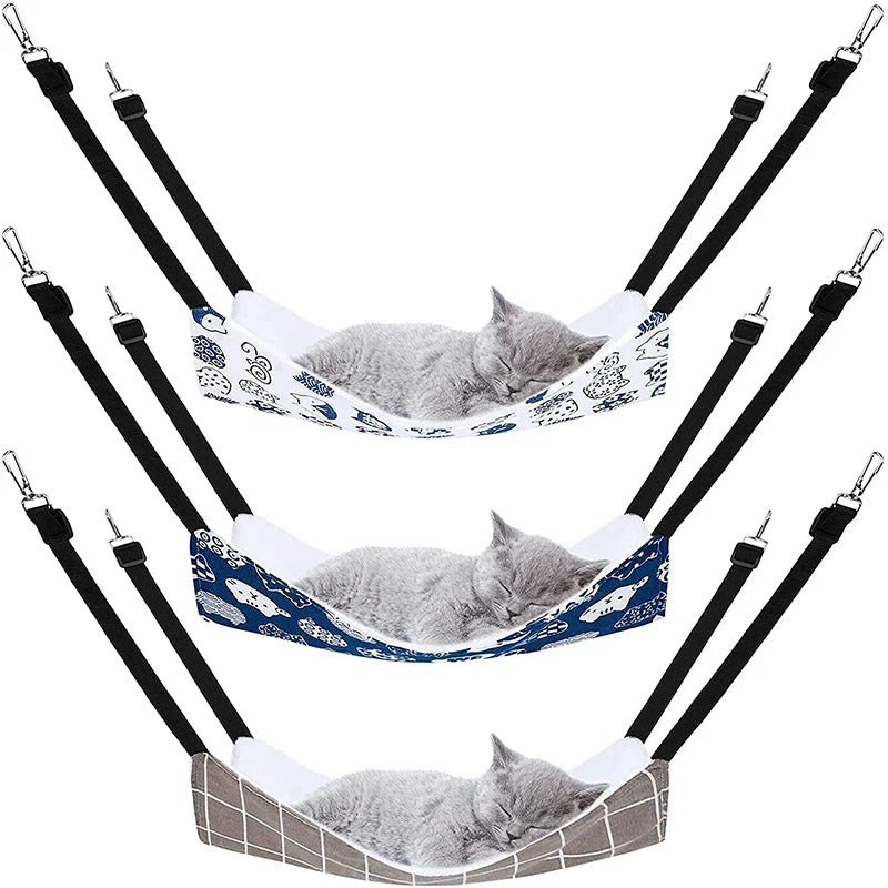 Hanging Cat Cage Hammock - Double-Sided Bed with Adjustable Straps