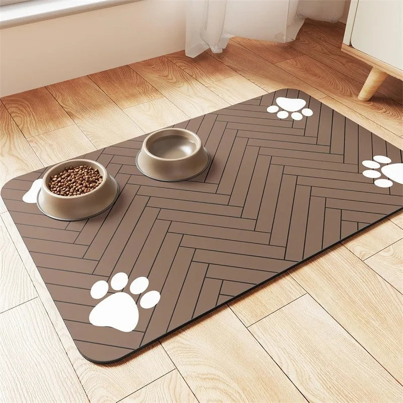 Absorbent Pet Feeding Mat - Quick Dry Placemat with Rubber Backing
