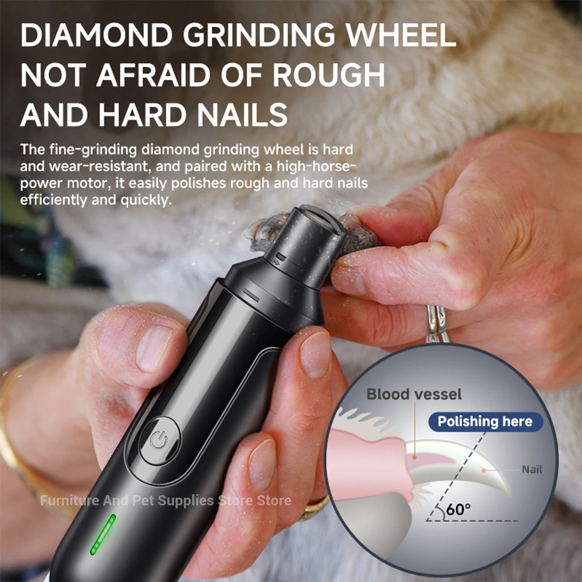 Electric Dog Nail Grinder - USB Rechargeable Quiet Nail Trimmer