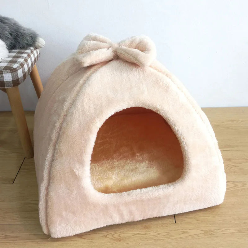Winter Dog House Bed - Warm Kennel Nest with Removable Mat