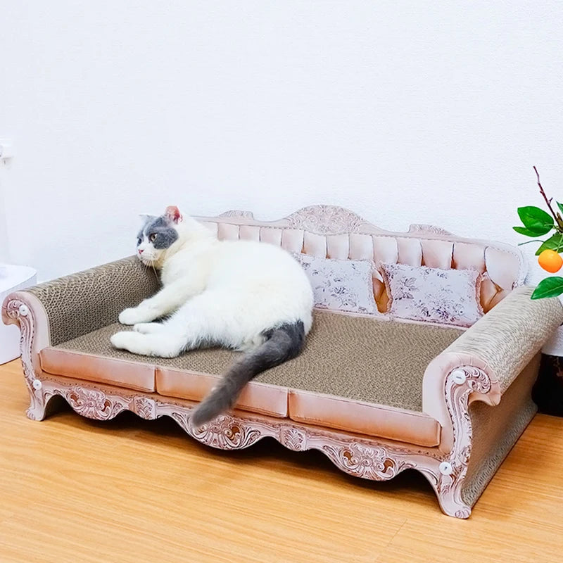 Cat Scratcher Sofa Bed - Corrugated Scratch Lounge for Large Cats
