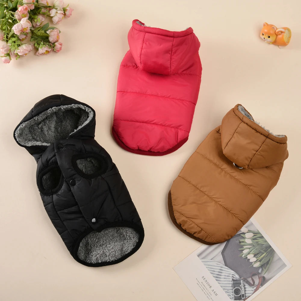 Fleece Pet Hoodie - Windproof Winter Coat for Cats and Small Dogs