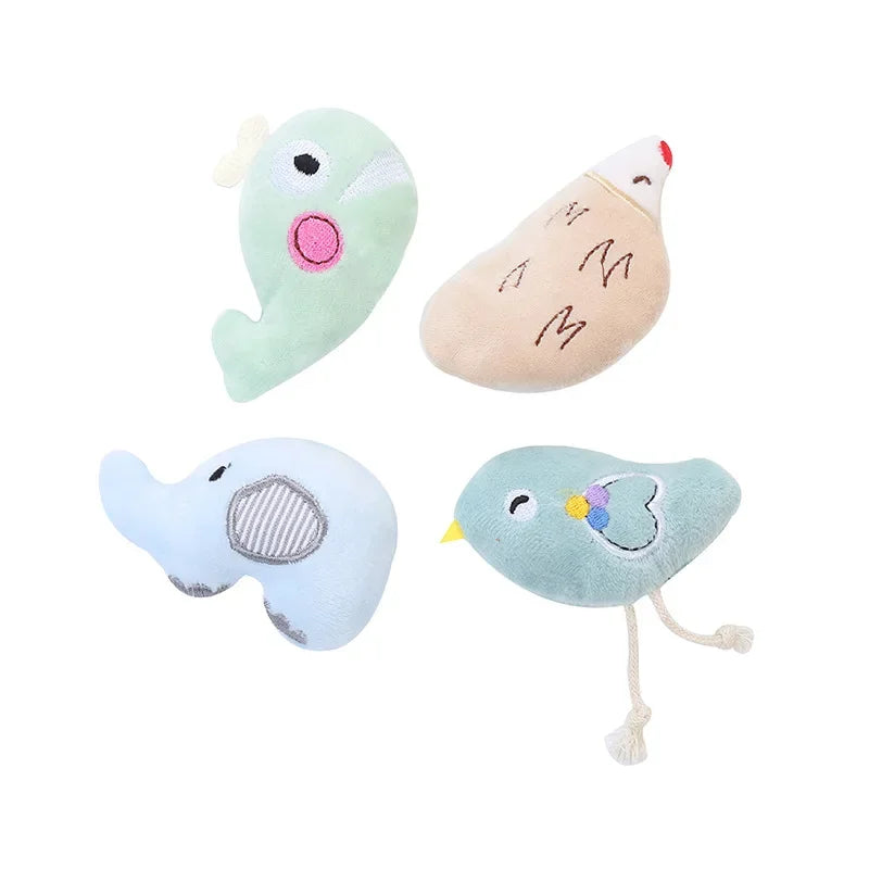 Catnip Plush Cat Toys - Elephant, Hedgehog and Bird Shapes
