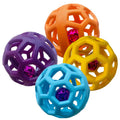 Natural Rubber Dog Ball with Bell - Geometric Dental Chew Toy