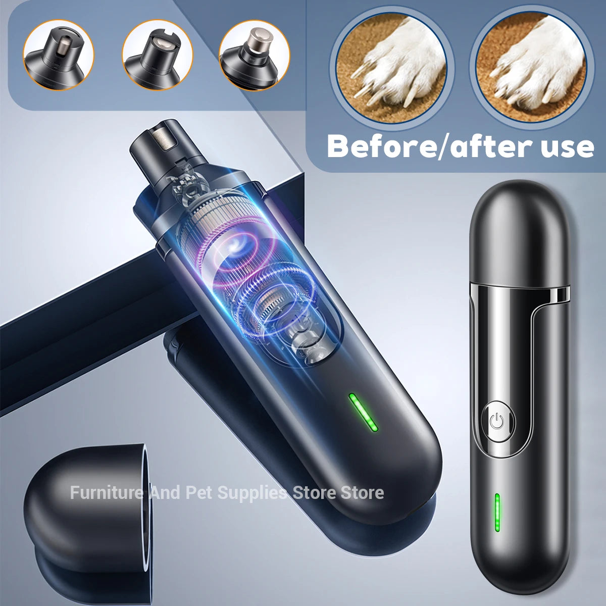 Electric Dog Nail Grinder - USB Rechargeable Quiet Nail Trimmer